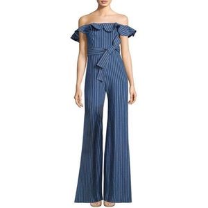 Alexis Jumpsuit Edria Denim Striped Off Shoulder